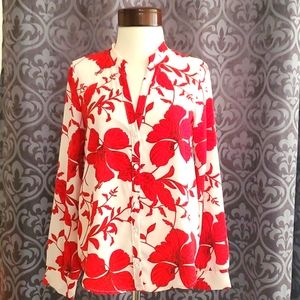 FashionNova size S white&red floral shirt